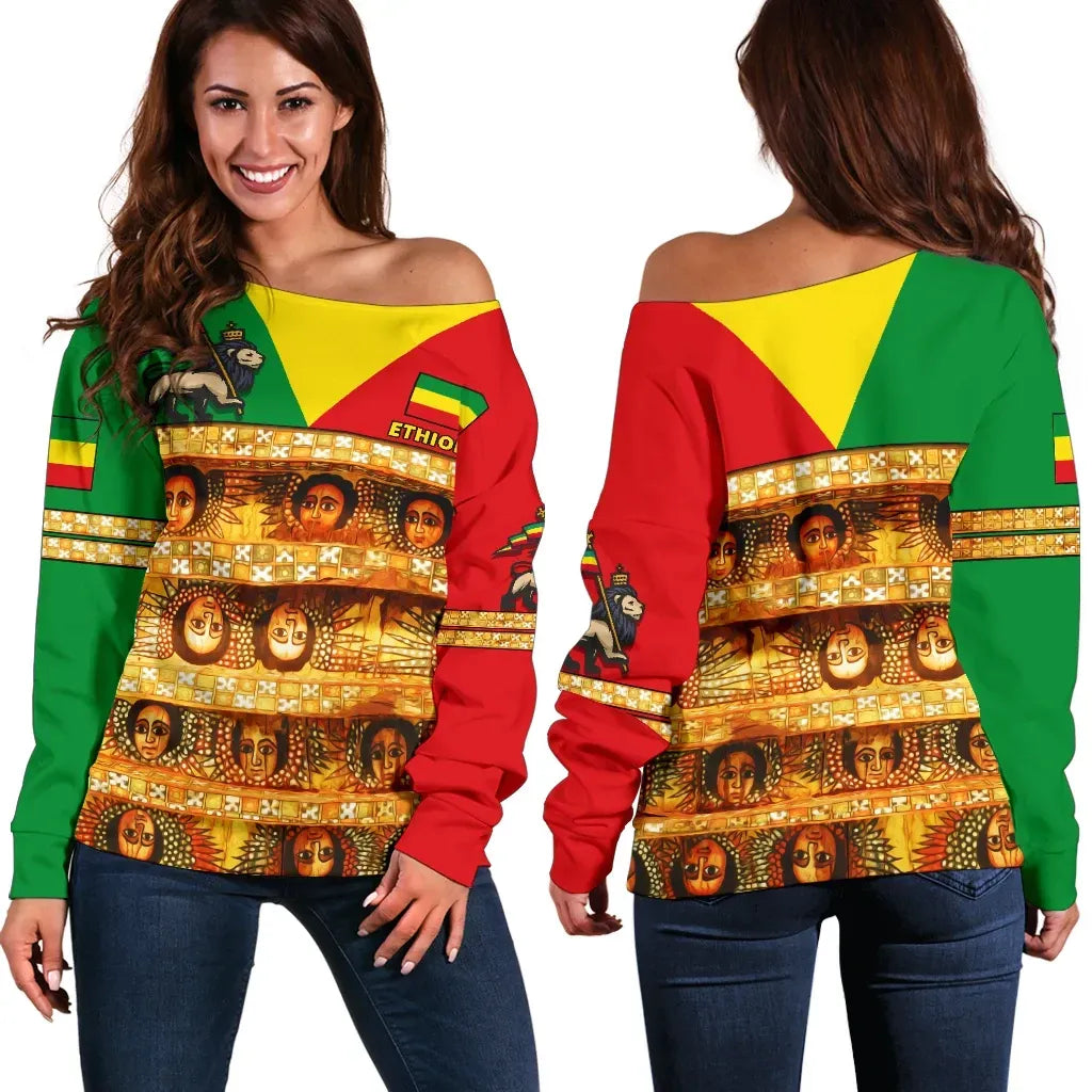 Ethiopian Angel Off Shoulder Sweater