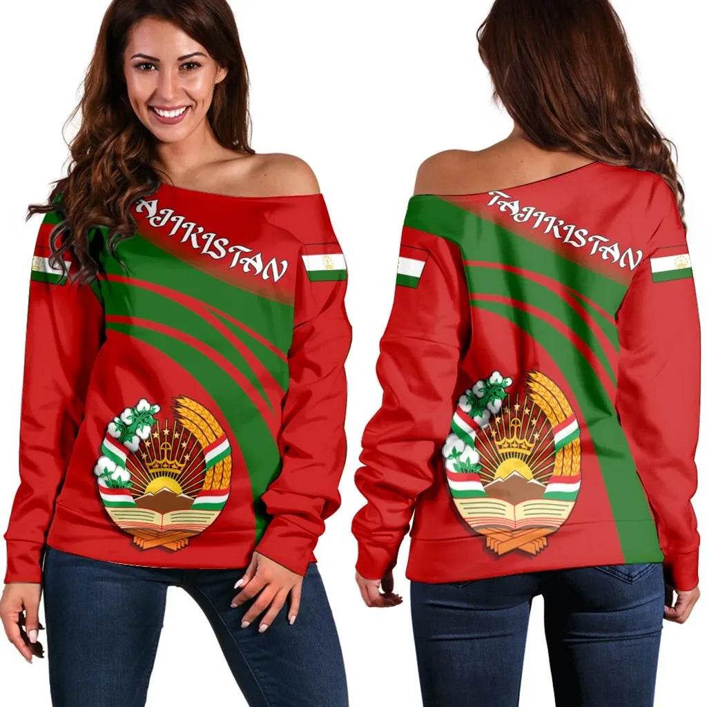 Tajikistan Coat Of Arms Shoulder Sweater Cricket