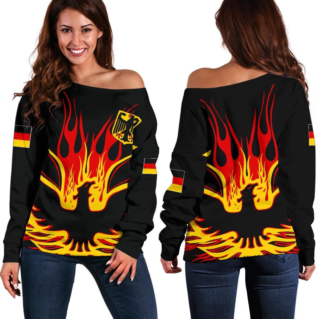 Germany Women's Off Shoulder Sweater Flame Style Th5