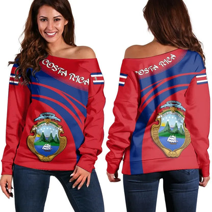 Costa Rica Coat Of Arms Shoulder Sweater Cricket