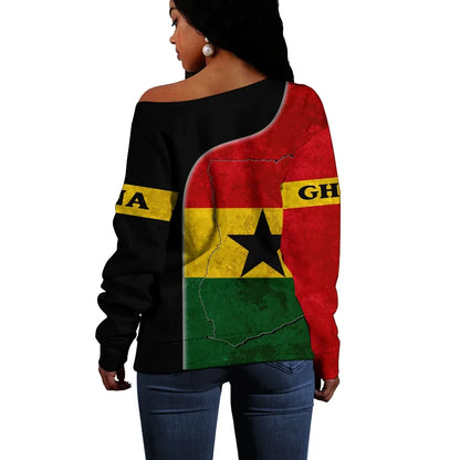 Ghana Flag Coat Of Arms Off Shoulder Sweater