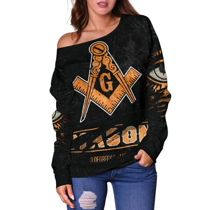 Masonic In Me All Women's Off Shoulder Sweater Special Grunge Style