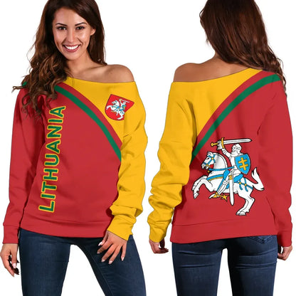 Lithuania Women's Off Shoulder Sweater Curve Version Bn01