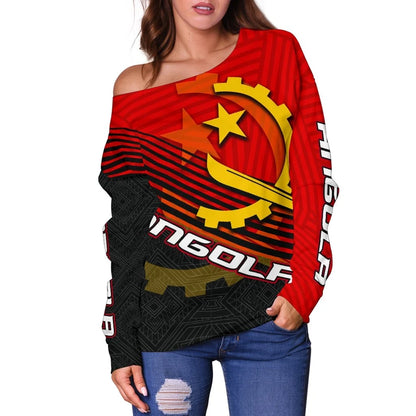 Angola Women's Off Shoulder Sweater Coat of Arms New Release
