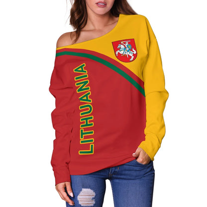 Lithuania Women's Off Shoulder Sweater Curve Version Bn01