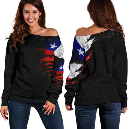Chile in Me Women's Off Shoulder Sweater Special Grunge Style