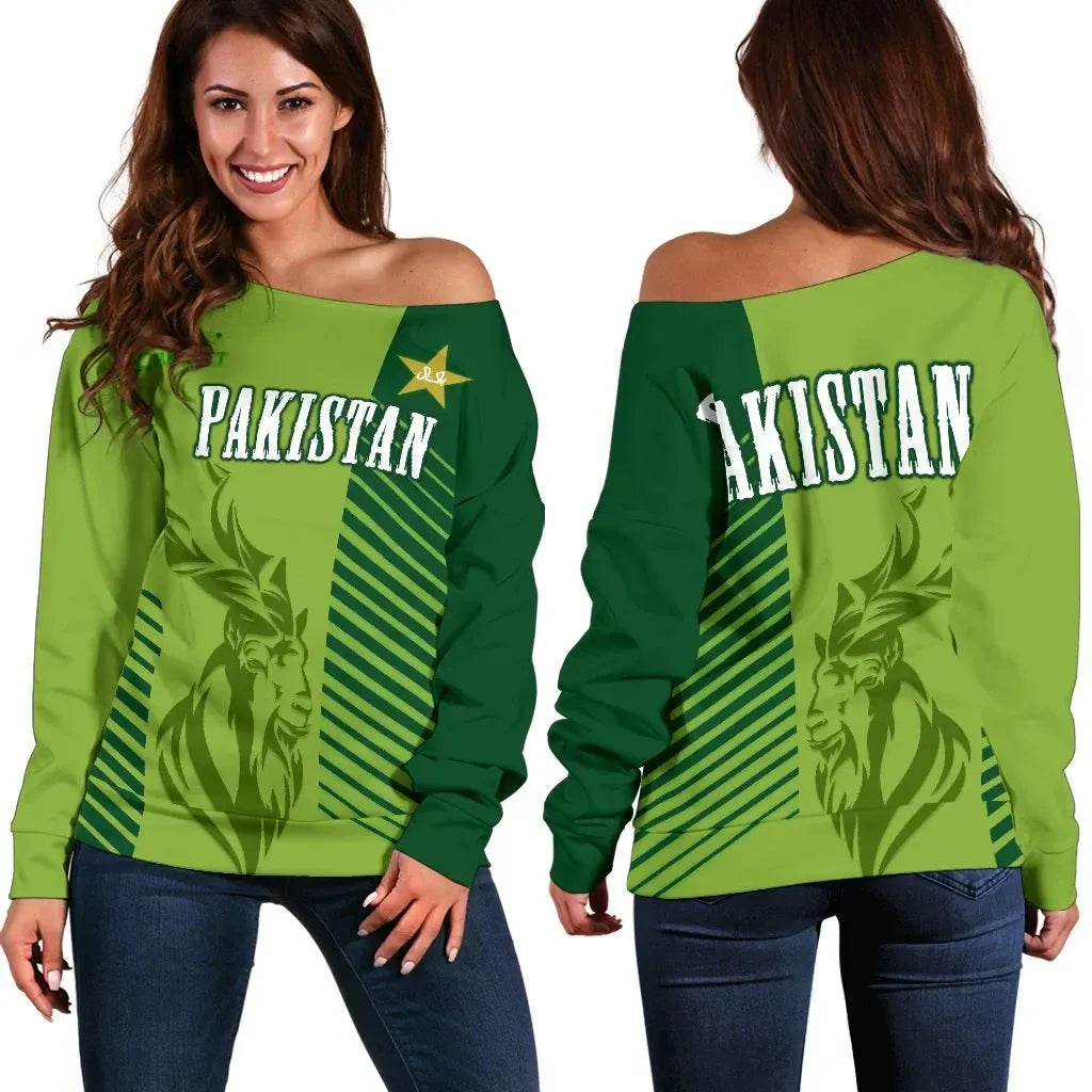 Pakistan Cricket Women's Off Shoulder Sweater Markhor