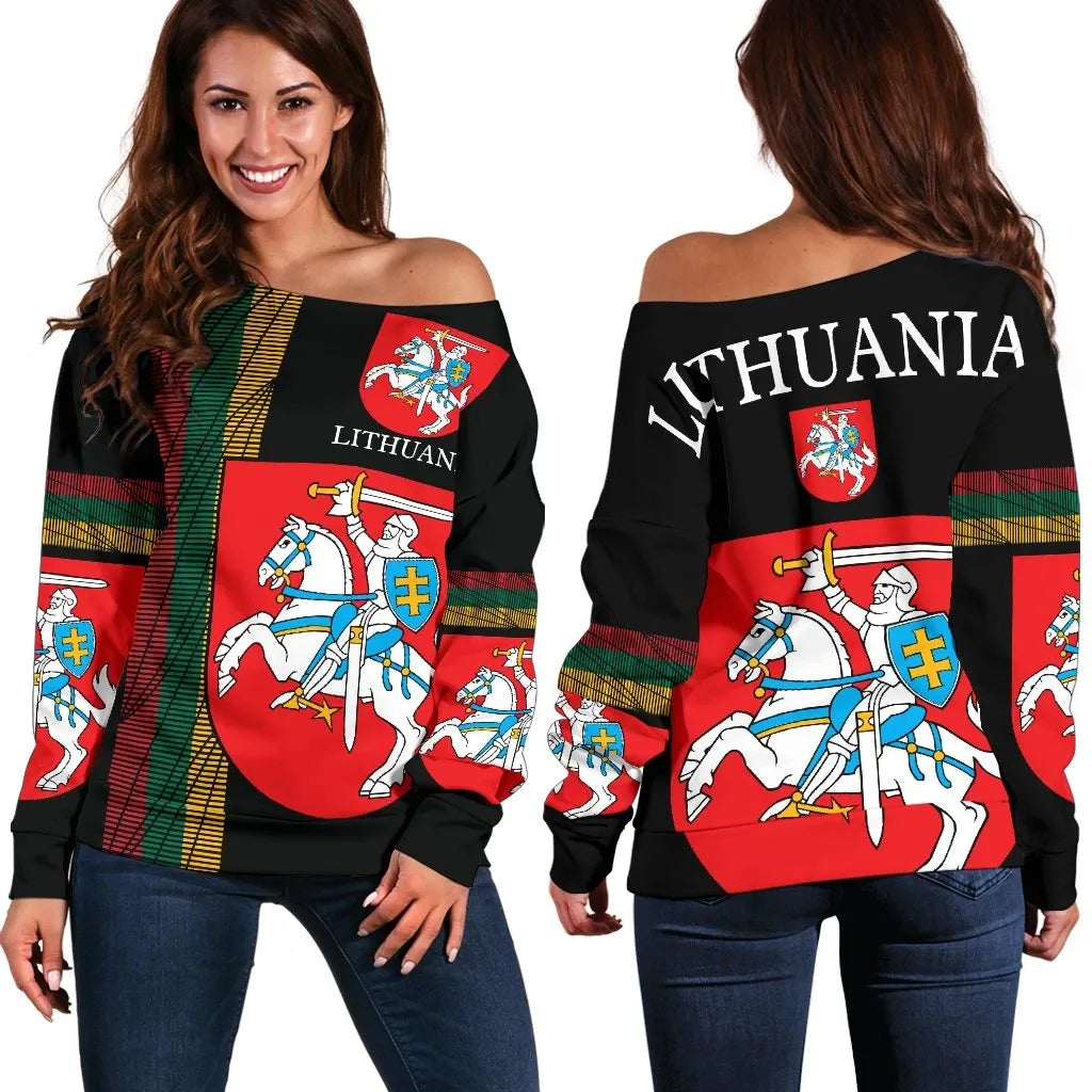 Lithuania,United Women's Off Shoulder Sweater
