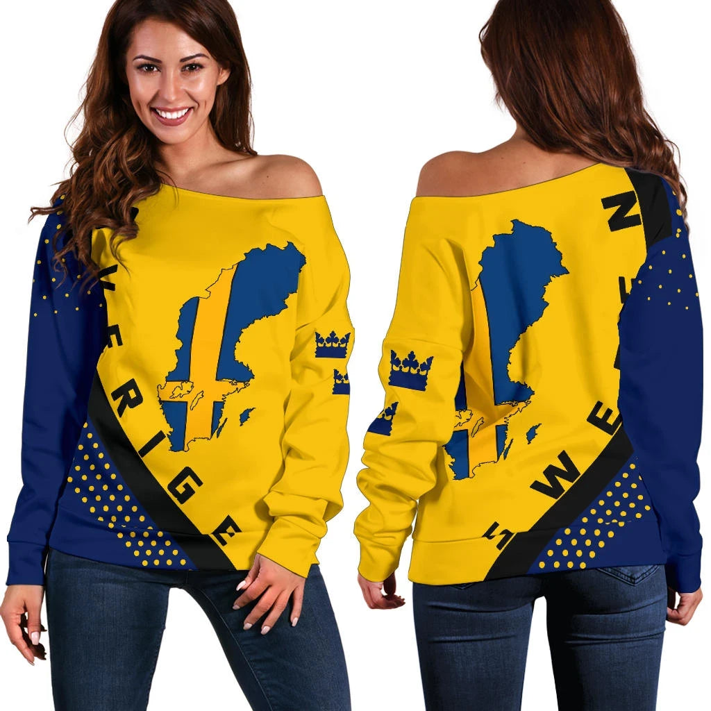 Sweden Map Generation Ii Off Shoulder Sweater