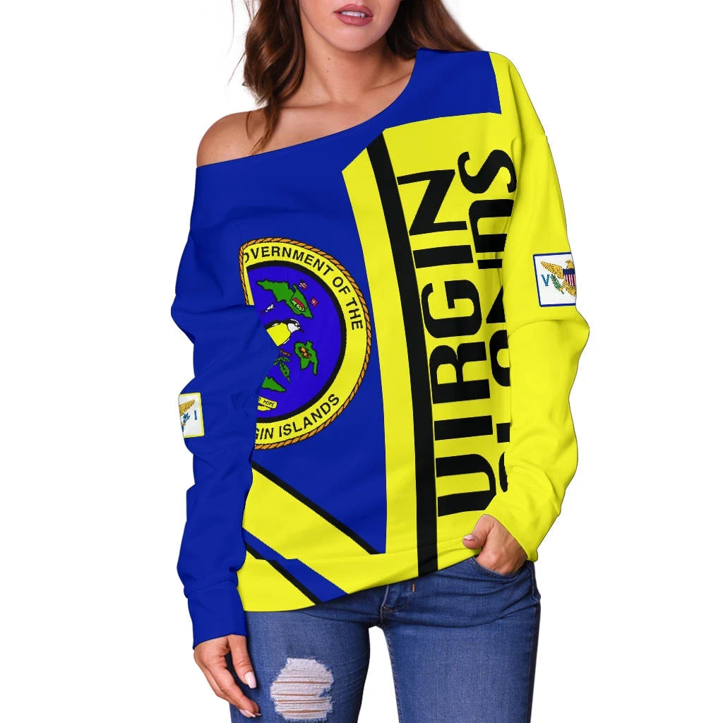 US Virgin Islands Off Shoulder Sweater Half Concept
