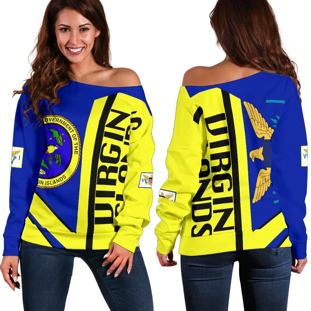 US Virgin Islands Off Shoulder Sweater Half Concept