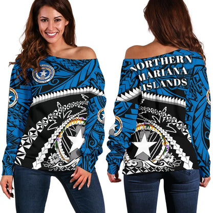 Northern Mariana Islands Off Shoulder Sweater Road to Hometown
