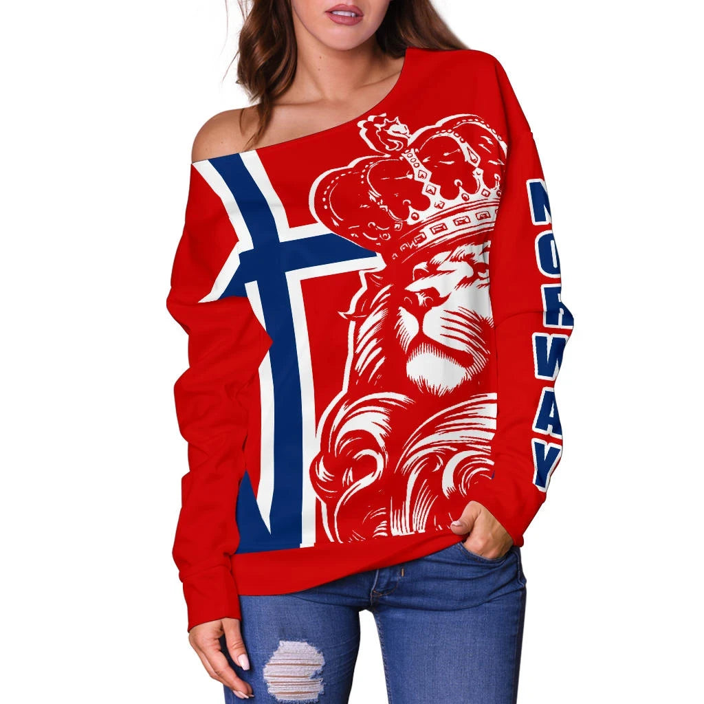 Norway Lion Women's Off Shoulder Sweater Bn10