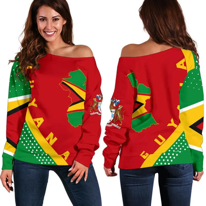 Guyana Map Generation Ii Off Shoulder Sweater
