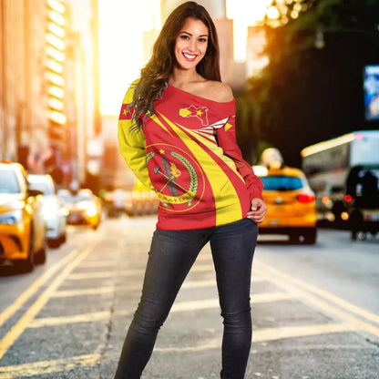 Tigray Off Shoulder Sweater Tigray Swirly Lion Flag Tigray Swirlt ver 2