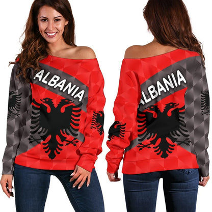 Albania Women Off Shoulder Sweater Sporty Style