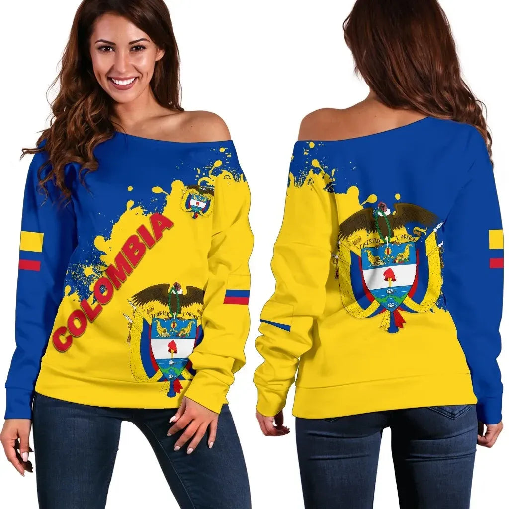 Colombia Women Off Shoulder Sweater Smudge Version