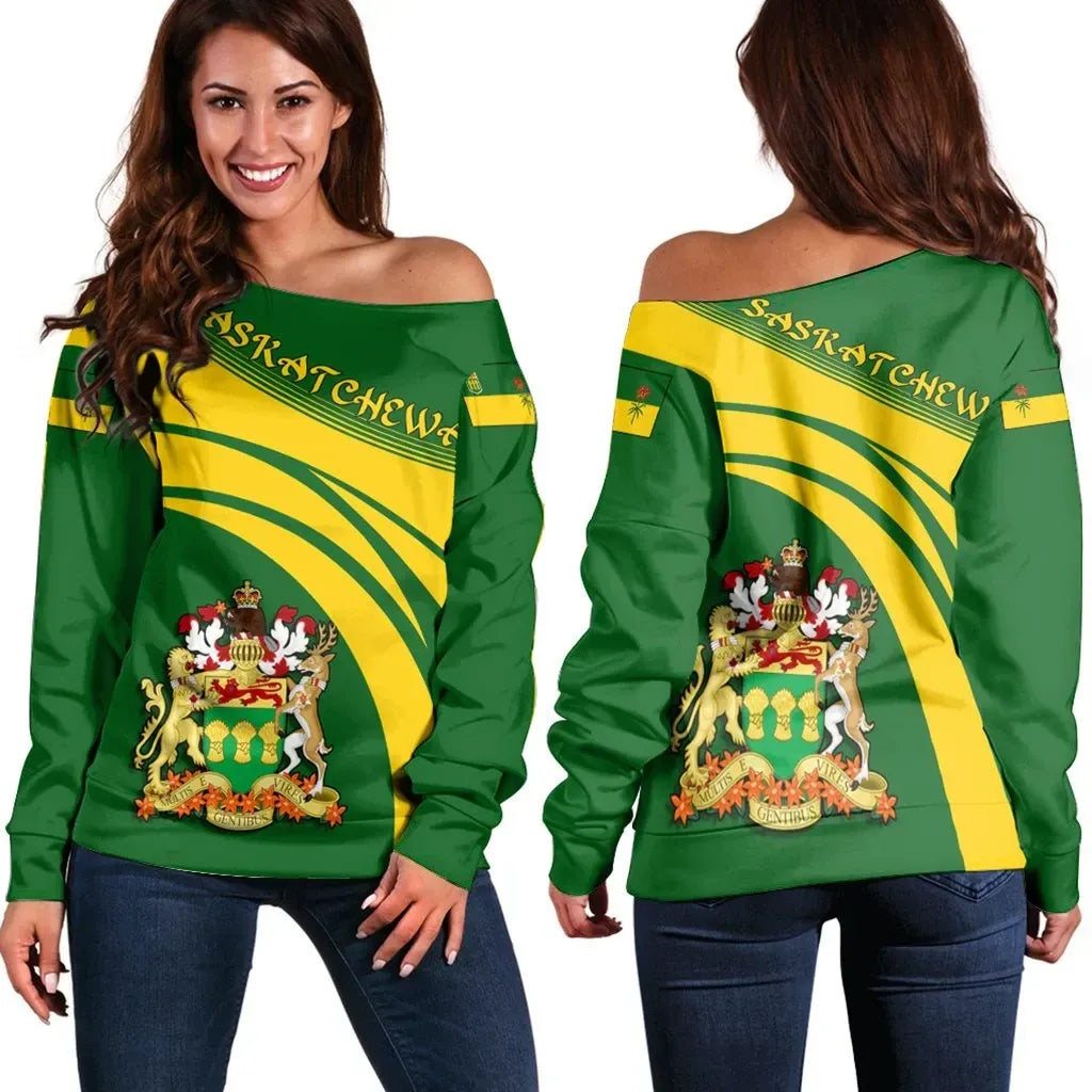 Saskatchewan Coat Of Arms Shoulder Sweater Cricket
