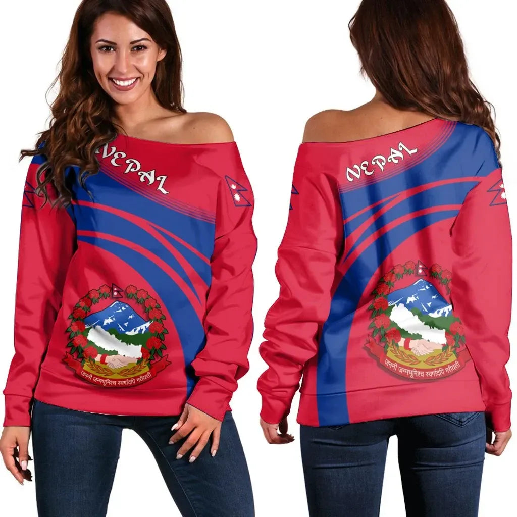 Nepal Coat Of Arms Shoulder Sweater Cricket