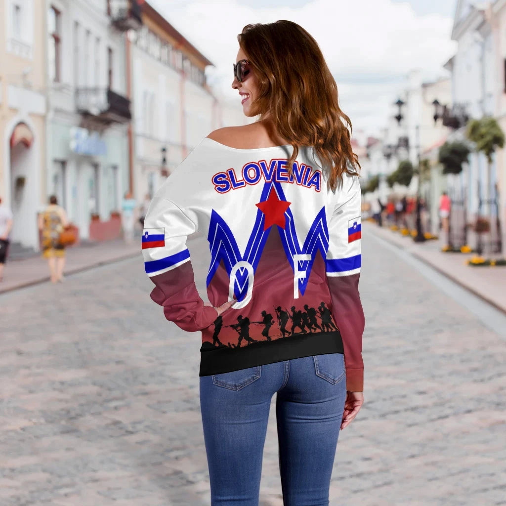 Slovenia Off Shoulder Sweater Day of Uprising Against Occupation
