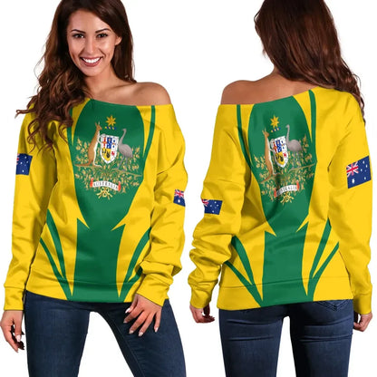 Australia Off Shoulder Sweater Action Flag Yellow