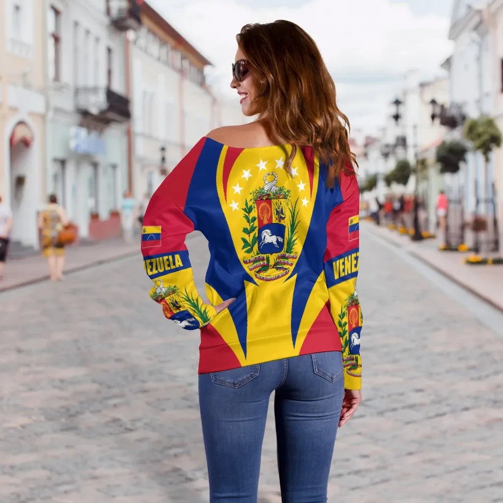 Venezuela Off Shoulder Sweater Action Flag