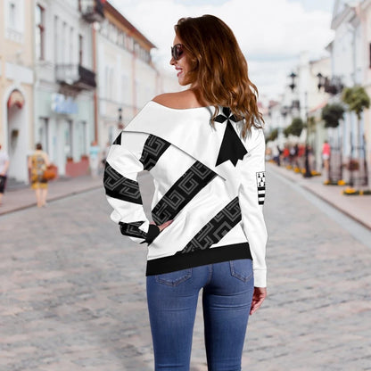 Brittany Women's Off Shoulder Sweater Brittany Flag Style