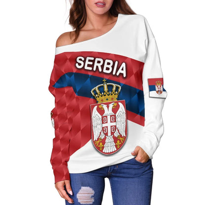 Serbia Women Off Shoulder Sweater Sporty Style
