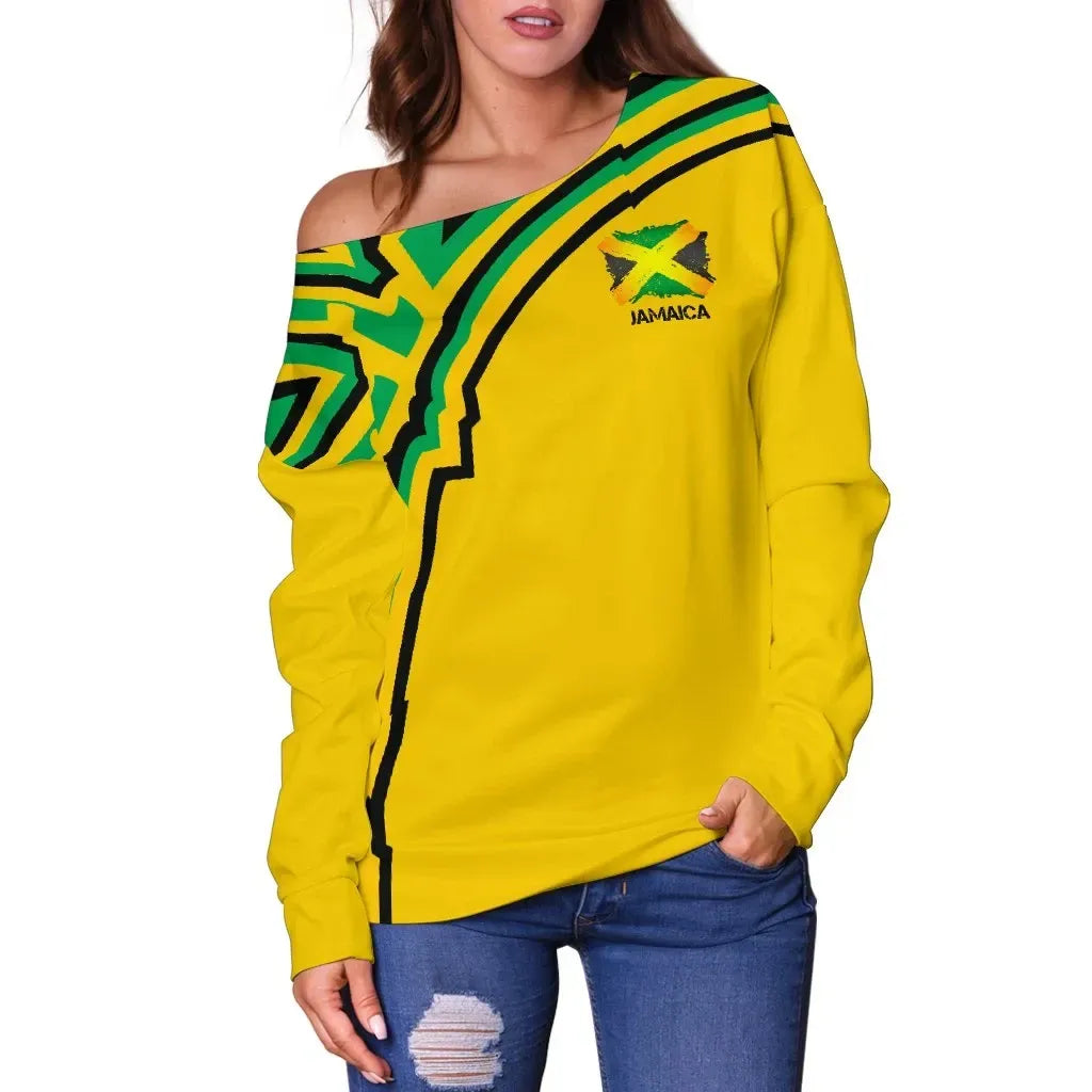 Jamaica Vintage Flag Off Shoulder Sweater