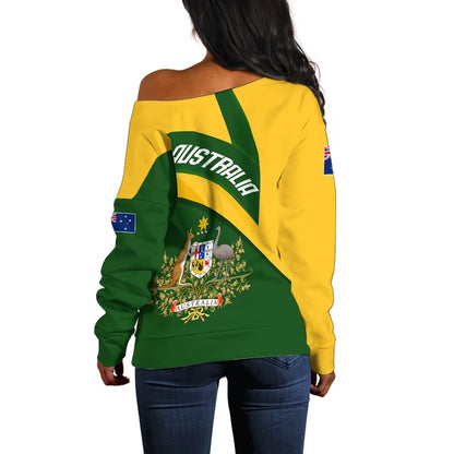 Australia Women's Off Shoulder Sweater Australia Coat Of Arms Active Sport