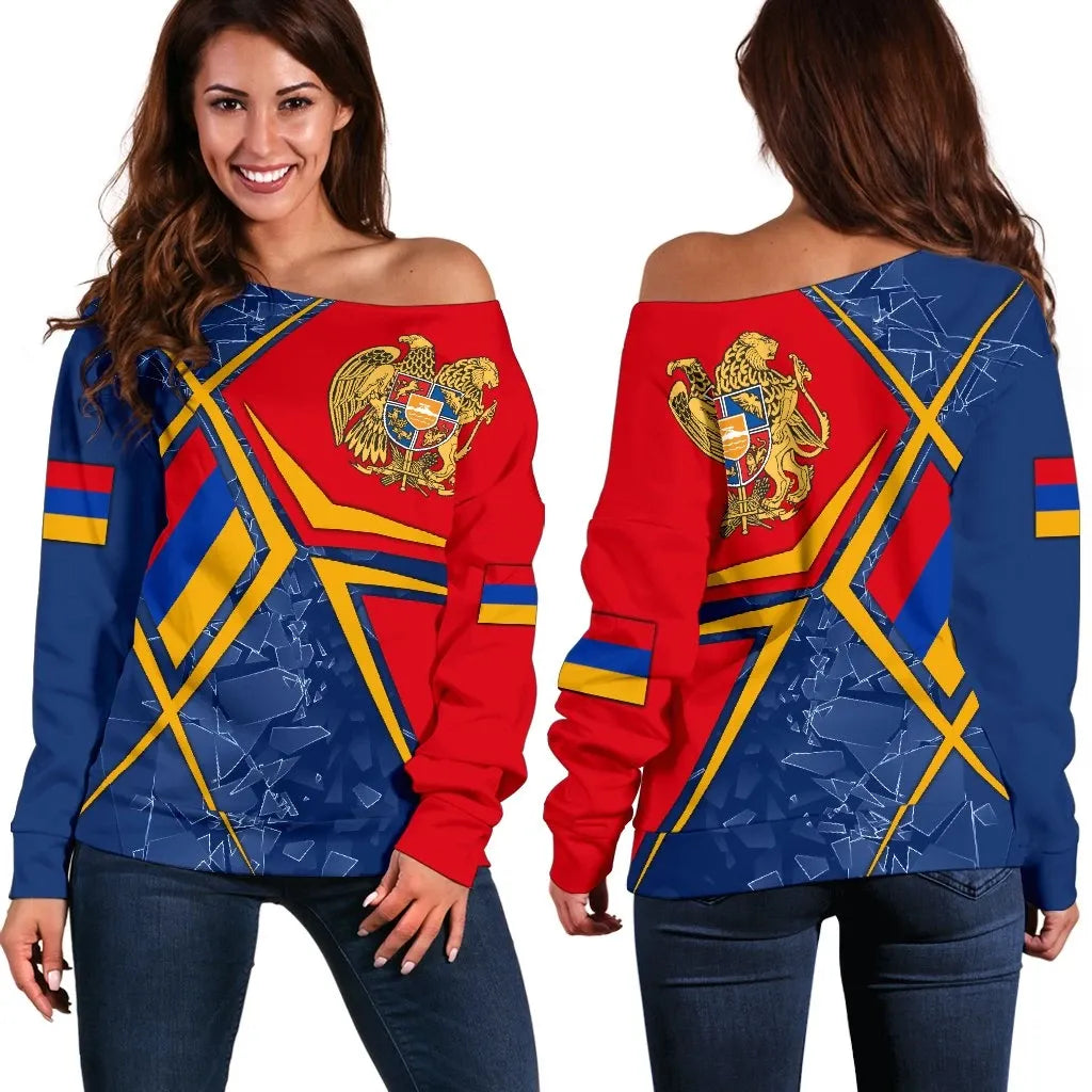 Armenia Women's Off Shoulder Sweater Armenia Legend