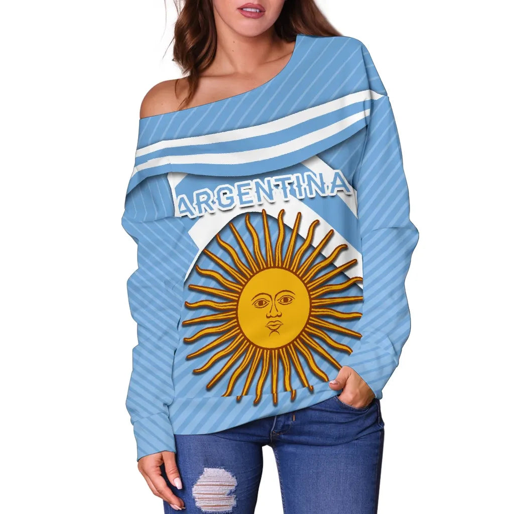 Argentina Women Off Shoulder Sweater Vibes Version