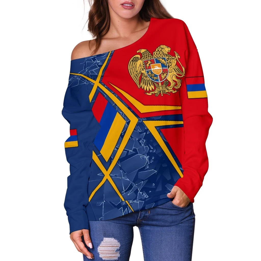 Armenia Women's Off Shoulder Sweater Armenia Legend