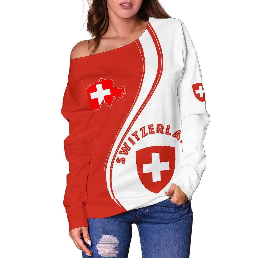 Switzerland Women's Off Shoulder Sweater Generation