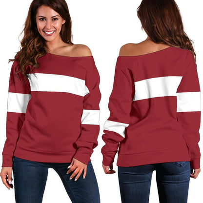 Latvia Off Shoulder Sweater Original Flag