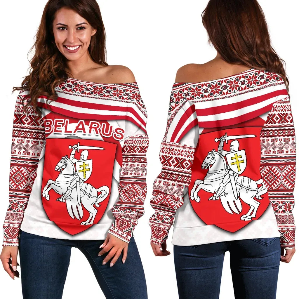 Belarus Pahonia Women Off Shoulder Sweater Vibes Version
