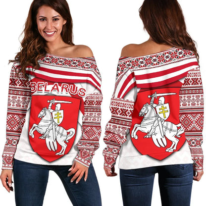Belarus Pahonia Women Off Shoulder Sweater Vibes Version