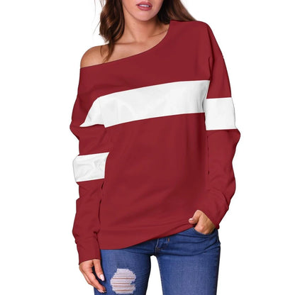Latvia Off Shoulder Sweater Original Flag