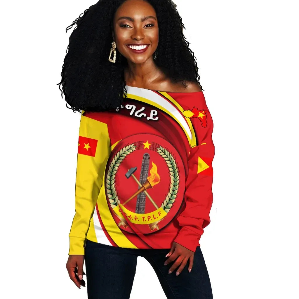 Tigray Off Shoulder Sweater Coat Of Arms T.P.L.F