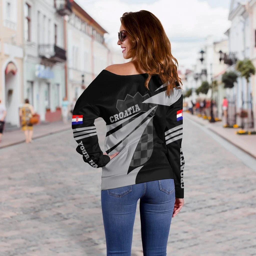 Croatia Off Shoulder Sweater Flag Jersey