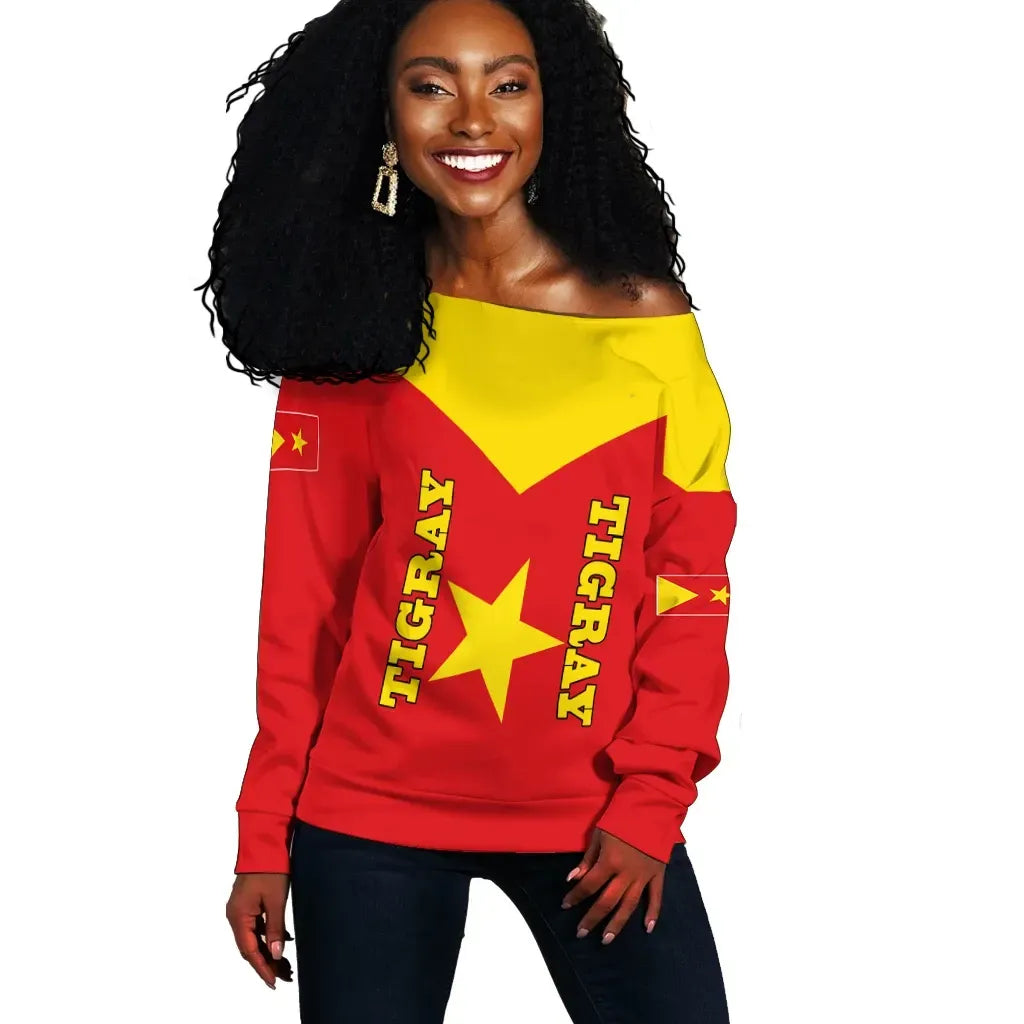 Tigray Off Shoulder Sweater Tigray Rising Coat Of Arms