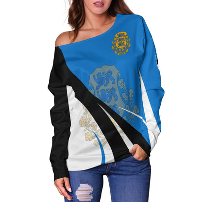 Estonia Off Shoulder Sweater Flag CoA Basic