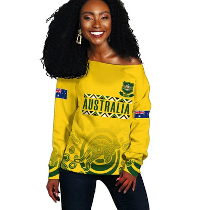 Australia Off Shoulder Sweater Australia Sport Rugby Indigenous Aboriginal
