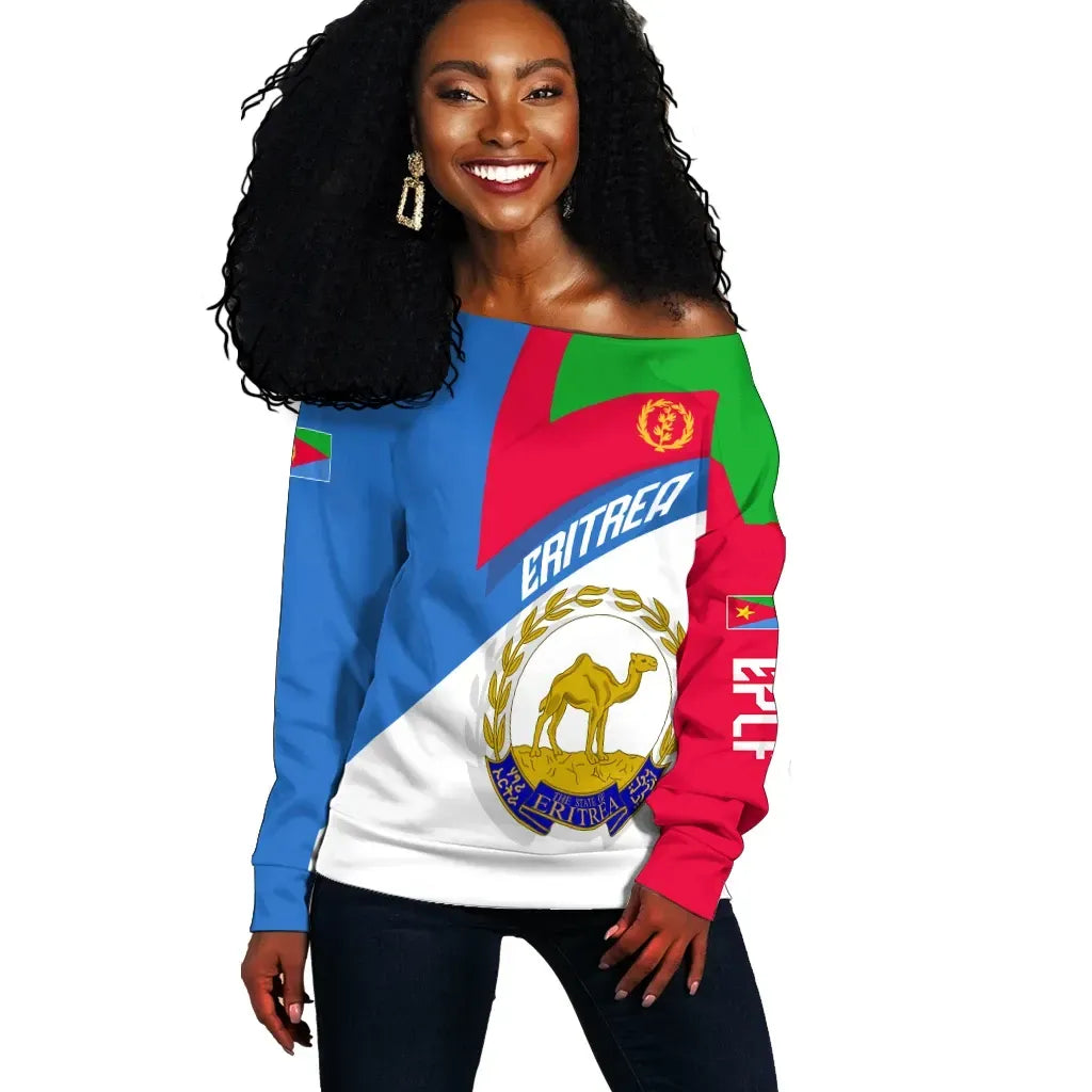 Eritrea Off Shoulder Sweater Eritrea Proud Independence Day Flag