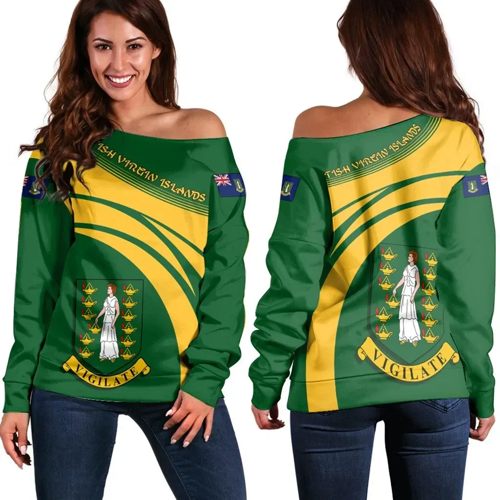 British Virgin Islands Coat Of Arms Shoulder Sweater Cricket