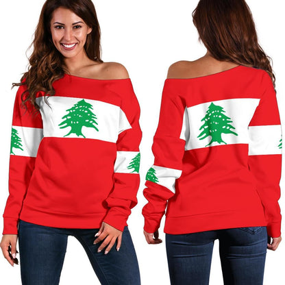 Lebanon Off Shoulder Sweater Original Flag
