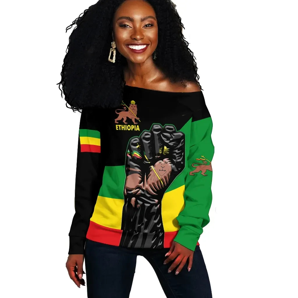 Freedom Ethiopia Off Shoulder Sweater Lion of Judah