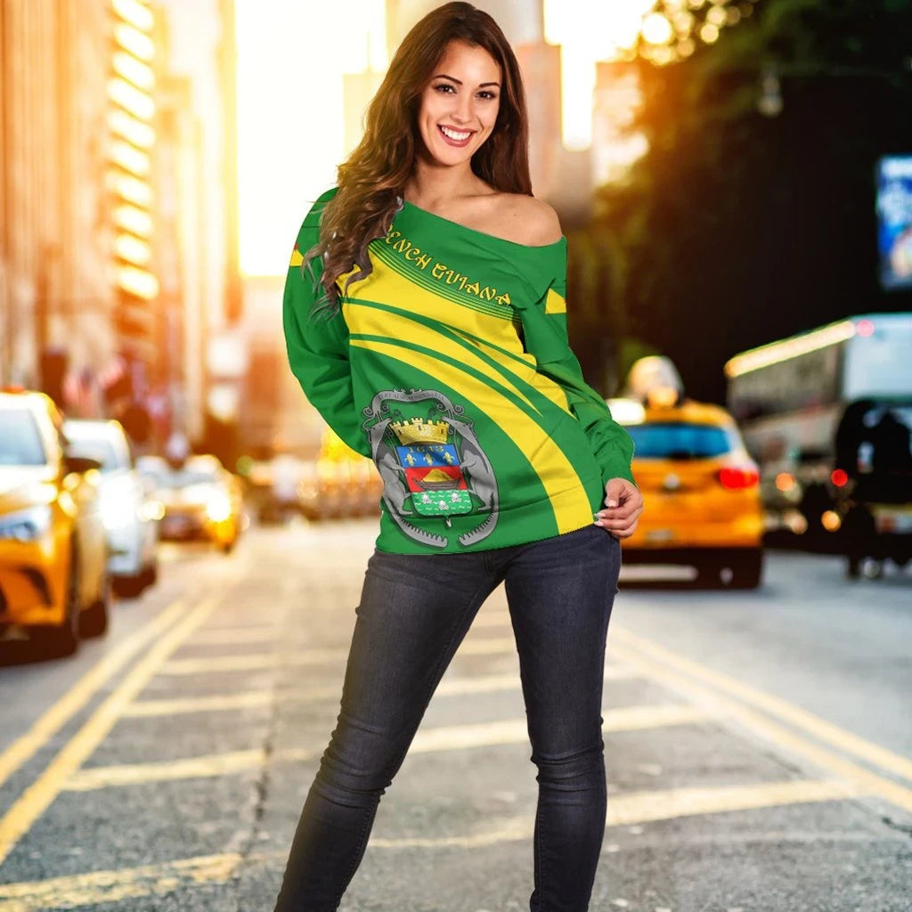 French Guiana Coat Of Arms Shoulder Sweater Cricket