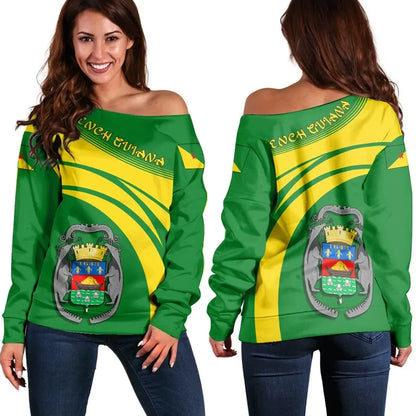 French Guiana Coat Of Arms Shoulder Sweater Cricket