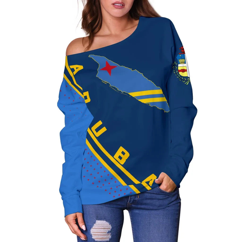 Aruba Map Generation Ii Off Shoulder Sweater